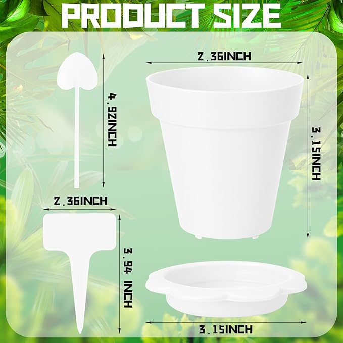 36 Packs Cupcake Plant Nursery Pots with Humidity Dome Small Flower Pots Plastic Planting Containers Cups with Saucers and Shovel for Indoor Outdoor Plant Succulent Display(Black and White)