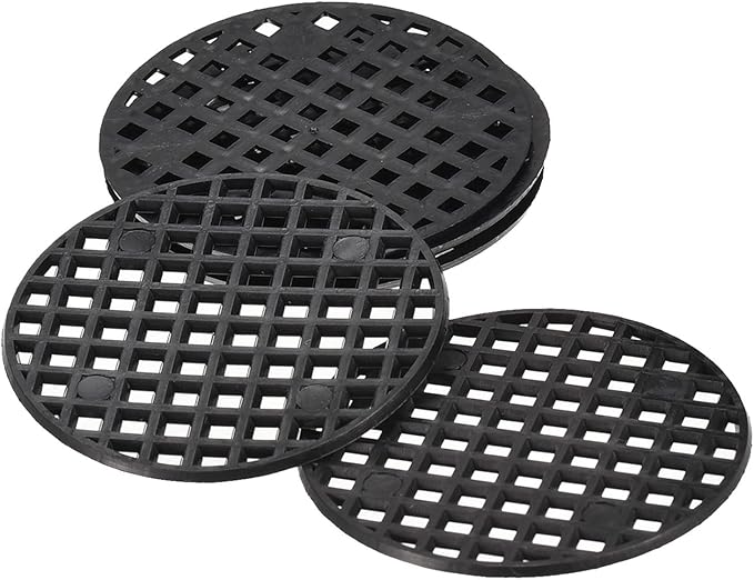 50 Pack Plant Pot Hole Mesh Pads - Round Rigid Bonsai Flowerpot Drainage Grid Screen Apply to Outdoor/Garden (4.5cm/1.8 Inch, Black)