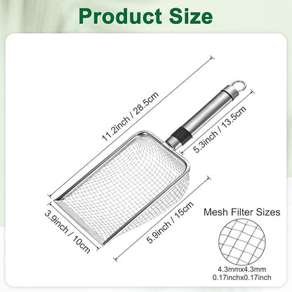 1-Pack Gardening Soil Sifter, 5 mm Mesh Stainless Steel Sand Soil Compost Sieve with Stainless Steel Handle for Sand/Dirt/Rock Compost [Silver Tone]