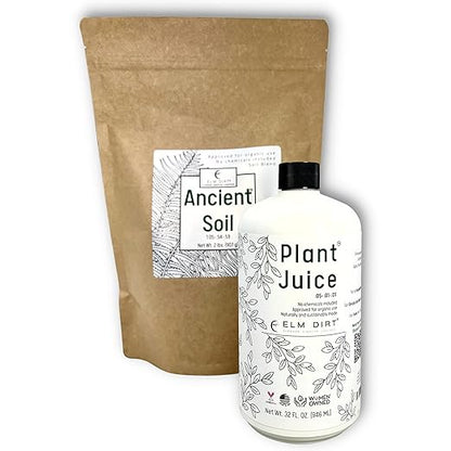 Elm Dirt Plant Juice & Ancient Soil Bundle - Plant Food Outdoor & Indoor Plant Food | Potting Soil for Outdoor Plants & Indoor Plant Soil - House Plant Soil & All Purpose Plant Food Liquid (Bundle)