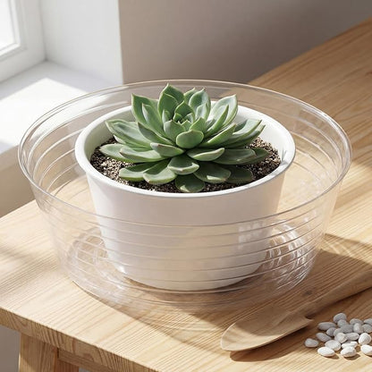 Hoolerry 15 Pcs Plastic Plant Saucer Clear Deep Drip Tray Thickened Clear Plant Saucers Trays for Pots Deep Drip Trays for Home Garden Indoor and Outdoor Potted (14 Inch)