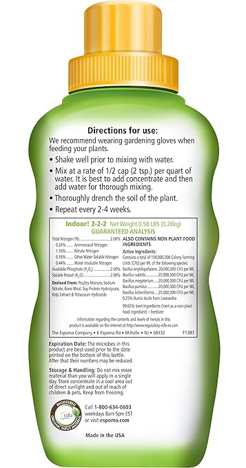Espoma Organic 8 Ounce Concentrated Indoor Plant Food - Indoor Plant Fertilizer for Large & Small Plants Like Pothos, Fiddle Leaf Fig, Monstera, Snake & Palms - Pack of 3
