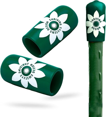 Garden Stake Safety Caps | Vinyl Covers for Sharp Stake Tips | Fits 7/16” Plant Support Stakes | Durable Gardening Caps for Plant Protection (12 Pack - Incognito Green)
