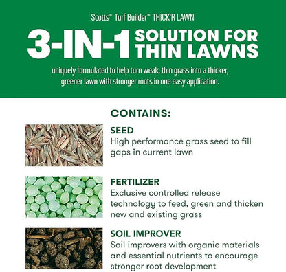 Scotts Turf Builder Thick'R Lawn Tall Fescue Mix, Combination Seed, Fertilizer and Soil Improver, Thickens Thin Grass, 12 lbs. (2-Pack)