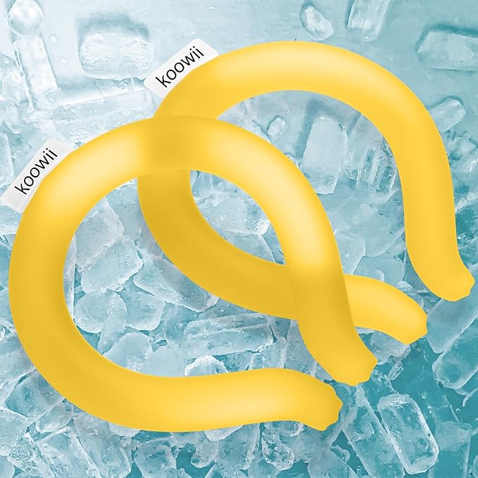 2-Pack Reusable Neck Cooling Tubes with Insulated Bag – Fast Freeze Ice Neck Wraps for Hot Weather, Sports & Outdoor Use, Eco-Friendly Ice Ring for Instant Cooling Relief Size M (Lemon Yellow)