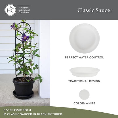 The HC Companies Flower Pot Saucers - Plastic Plant Saucer for Outdoors & Indoors - Traditional Design Plant Pot Trays for Water Drainage - Durable & Stylish Round Plant Tray (12-inch White)