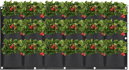 ZOENHOU 2 Pack Total 36 Roomy Pockets Horizontal Garden Planter, Waterproof Wall-Hanging Flower Pot Bags, Felt Wall Mount Balcony Planter Pouch for Herbs, Succulent, Flowers and Vegetables