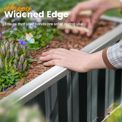KING BIRD Raised Garden Bed 101" x 36" x 12" 4 Installation Methods for DIY Galvanized Steel Metal Planter Kit Box with 2 Pairs of Gloves (Dark Grey)