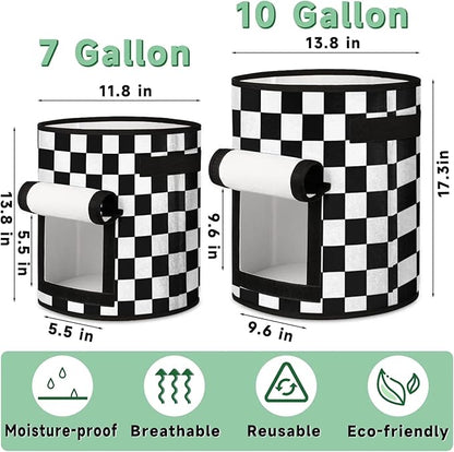 Vegetable Grow Bags Black and White 7 Gallon Thickened Nonwoven Plant Pot Flowers Potato Fruit Plant Grow Bag with Handle Garden Plant Bag Outdoor 2 Pack