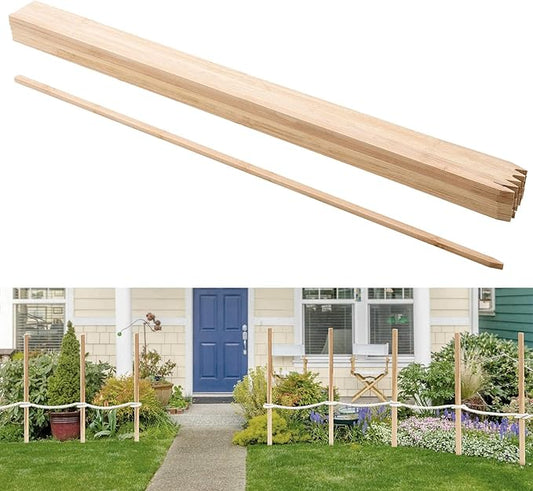 VEVOR Wooden Garden Stakes, 25 Pcs 48x0.5x0.69 in Survey Grading Stakes, Garden Ground Stake with Sharp Point, Fir Wood Plant Support Stake, Sign Posts for Silt Fence Backyard Boundaries Baselines