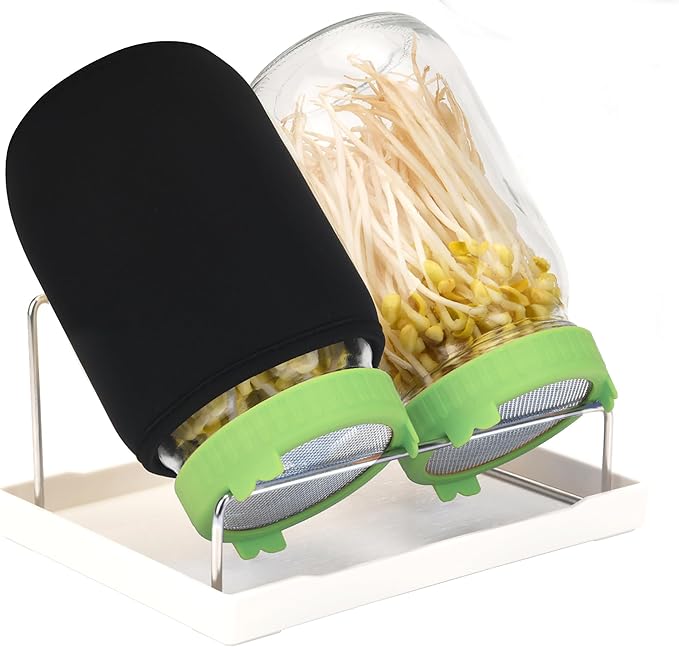 Lulonpon Sprouting Lids Growing Kit, Sprouting Lids for Wide Mouth Mason Jar, Screen Sprout Lids with Stand, Sprouting jar kit for Sprouting, Sprouting Seeds, Sprouting Kit