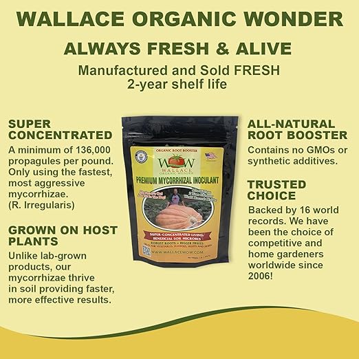 Wallace Organic Wonder Mycorrhizal Inoculant (1 lb) - Mycorrhizal Fungi - Super Concentrated - Fresh Mycorrhizae for Plants, Garden Soil, & Potting Soil - Organic Root Stimulator for Plant Growth