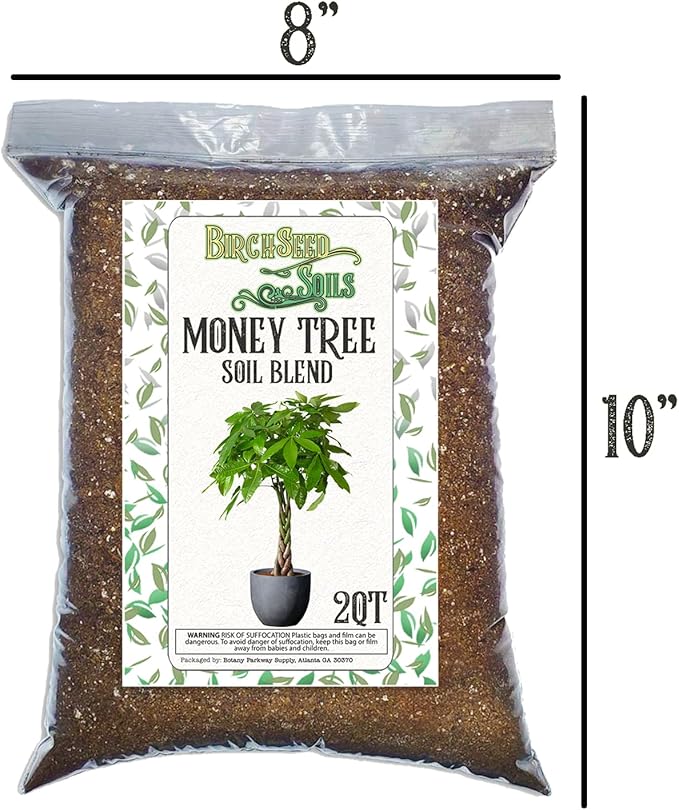 Money Tree Soil Mix – 2 Quart Fast-Draining Potting Soil for Healthy Root Growth – All-Natural Blend – Resealable Bag – Ideal for Pachira aquatica & Indoor Houseplants