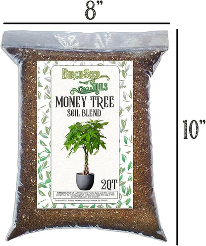 Money Tree Soil Mix – 2 Quart Fast-Draining Potting Soil for Healthy Root Growth – All-Natural Blend – Resealable Bag – Ideal for Pachira aquatica & Indoor Houseplants