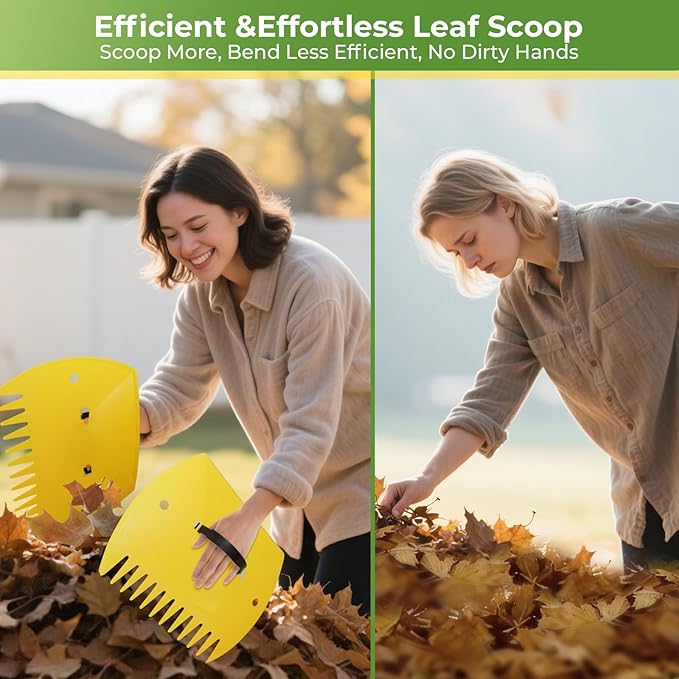 2 Pack Garden Rake for Leaves: 18" Wide Heavy Duty Rakes for Lawns with 72 Gallon Leaf Bags and Scoops, Metal Leaf Rake Set with73 Adjustable Long Handle 25 Tines for Yard, Garden, Lawn