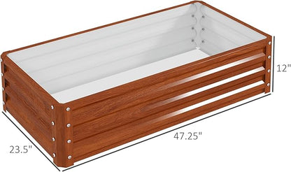 Outsunny Galvanized Raised Garden Bed, 4' x 2' x 1' Metal Planter Box, for Growing Vegetables, Flowers, Herbs, Succulents, Brown