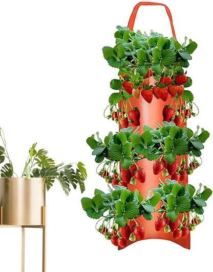 Upside Down Planter Tomato Herb Strawberry Grow Bags | 8 Hole Hanging Grow Bags for Tomato Chili Herb Strawberry,Hanging Aeration Fabric Strawberry Planter Bags for Growing Herbs Flowers
