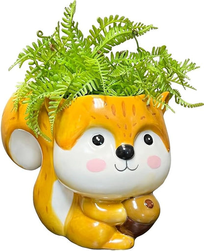 Streamline Imagined Squirrel Planter, Yellow