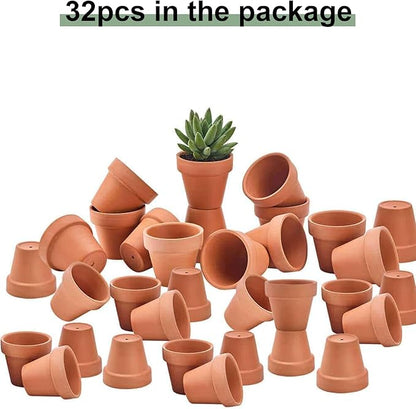 Riseuvo 32pcs 2" Small Mini Terracotta & Clay Pot Planter - Cactus Flower Nursery Terra Cotta Pots with Drainage, Perfect for Indoor/Outdoor Plants, Crafts