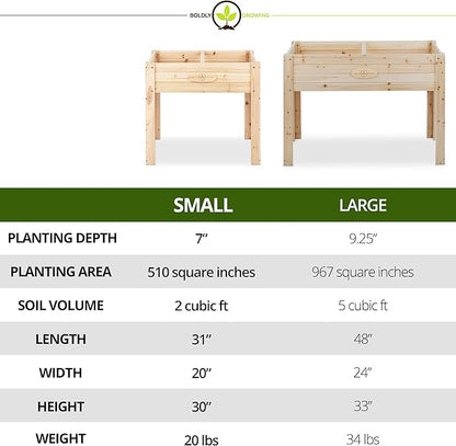 Boldly Growing Cedar Raised Planter Box with Legs – Elevated Wood Raised Garden Bed Kit – Grow Herbs and Vegetables Outdoors – Naturally Rot-Resistant - Unmatched Strength Lasts Years (31x20)
