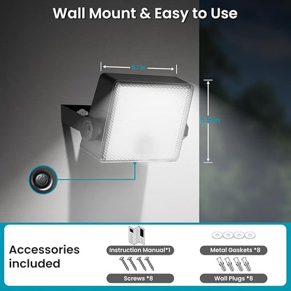 Light Sensor Auto Flip Solar Motion Sensor Outdoor Lights 2200mAh, 1500LM LED Wireless Solar Security Flood Lights Outdoor Waterproof IP65 No Flicker for Outside Yard Patio Fence, 2 Pack