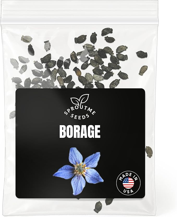 Borage Seeds for Planting – 100 Non-GMO Heirloom USA-Grown Edible Blue Flowers, Pollinator Friendly Companion Plant, High Germination (Borago officinalis)