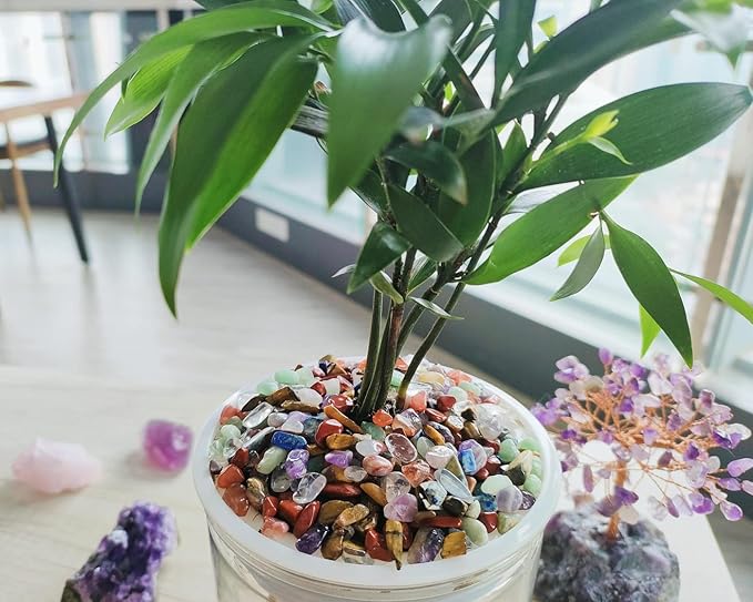 ZHIYUXI Chakra Crystal Vase Filler Crystal Chips Stone for Decoration Succulent Plants Vase Fish Tank Gravel Crushed Crystals Chips Gemstone Polished Healing Crystals Quartz Home Decor Gem Stones
