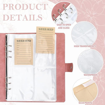 Seed Storage Organizer 35 Sheets with 140 Seed Envelopes, Resealable Garden Seed Pocket Bags Sealing Seed Packet Seed Saving Binder Vegetable Seed Collecting Template gift for Christmas Xmas holiday