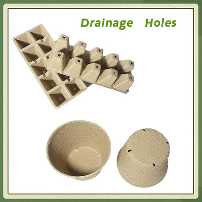 200 pcs Seed Starter Pots Kits Include 50pcs 4 Inch Peat Pots with Drainage Holes 100 Cells 2 Inch Seedling Starter Trays and 50 Pcs Plant Labels Outdoor Garden Germination Nursery Pots