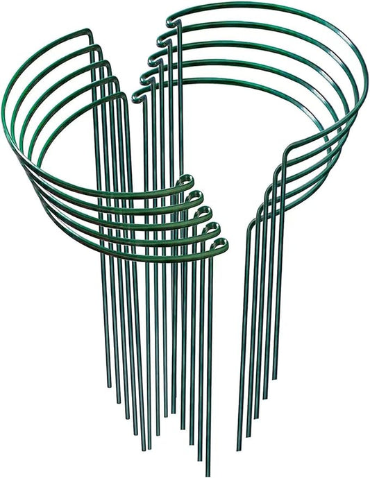 Plant Support Stakes,10Pack Metal Garden Plant Stake,Green Plant Support Ring Cage for Tomato,Rose,Flowers (10)