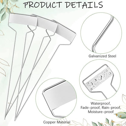 Moxweyeni 60 Pcs Metal Garden Tags Plant Labels for Garden Waterproof Plant Markers with 2 Permanent Pen Planting Nursery Tags Reusable Labels Stake for Plants (Aluminum,10 Inch)