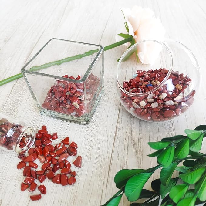ZHIYUXI Red Jasper Crystal Chips Fish Tank Gravel Vase Filler Stones Crushed Crystals Gemstone Polished Healing Crystals Natural Quartz Stone 0.44lbs