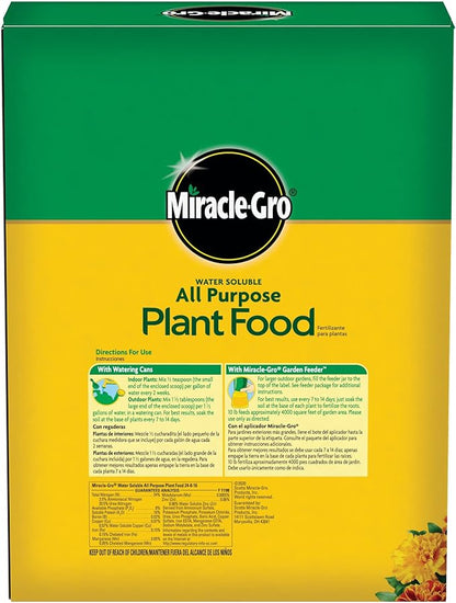 Miracle-Gro Water Soluble All Purpose Plant Food - Fertilizer For All Indoor or Outdoor Plants including Roses, Flowers, Vegetables, Houseplants, Trees, and Shrubs, 10 lbs.