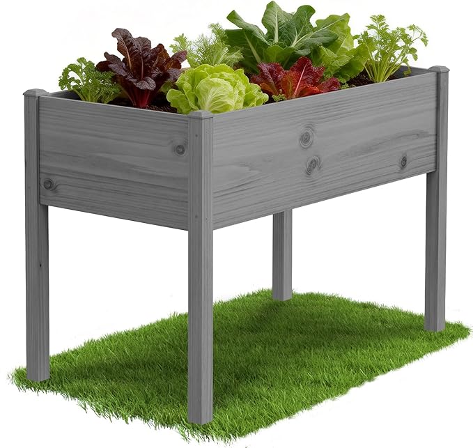 DoCred Raised Garden Bed, 45.7" x 22.8" x 31.5" Large Elevated Wooden Horticulture Planter Box with Wood Legs Standing Growing Bed Planter for Gardening, Balcony, Backyard, Patio
