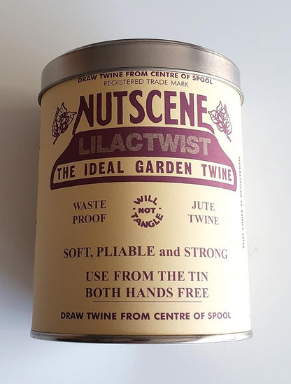 NUTSCENE Iconic Tin (Tin ‘O’ Twine) with Their Heritage Scottish Jute Twine and Hole in Top for Easy Dispensing. 14+ Colors to Choose from. 164 Yards. (Lilac)