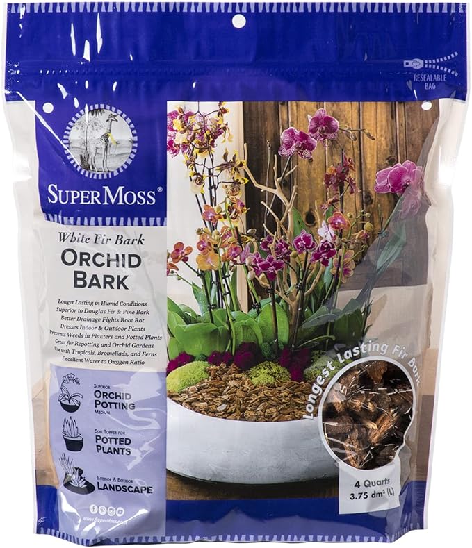 SuperMoss (23114) Orchid Potting Bark,Natural,4 quarts,(Pack of 8)