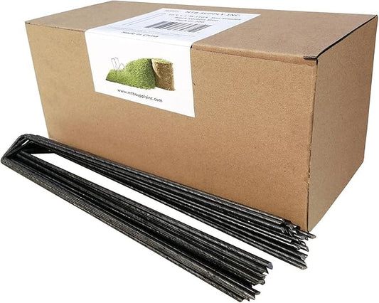 200 Pack 10x1 inch 11GA(0.12inch) Landscape Staples Garden Stakes Fence Netting Pins Ground Spikes Sod Cover Fabric Pegs Steel Uncoated