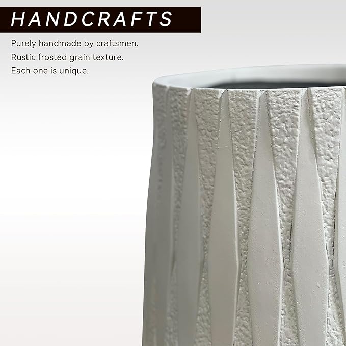 Modern Planters for Indoor Plants with Diamond Texture, Large Indoor Plant Pot, Cylinder Flower Pots for Home Garden Patio Office(Wide Bottom)