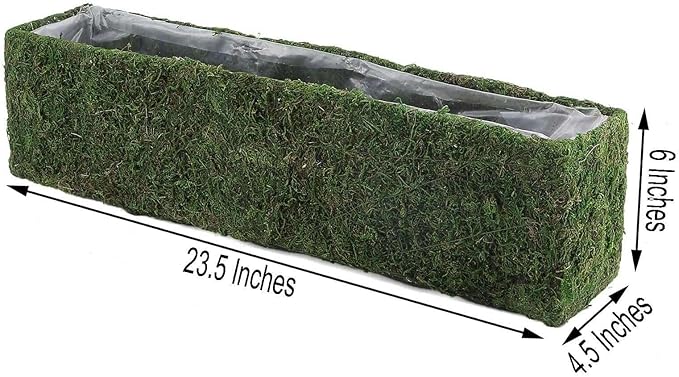 Efavormart 23.5" Rectangle Preserved Moss Planter Box Moss Covered Planters with Inner Lining