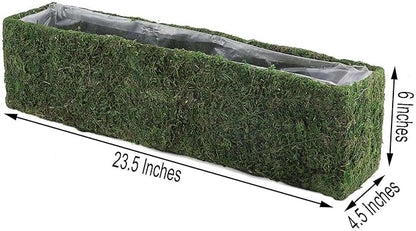 Efavormart 23.5" Rectangle Preserved Moss Planter Box Moss Covered Planters with Inner Lining