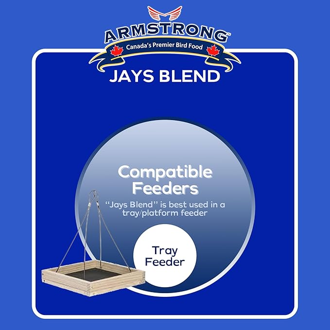 Armstrong Wild Bird Food Royal Jubilee Jays Blend, 4 Pounds - with Whole Corn, Striped Sunflower, Black Oil Sunflower and Peanuts for Blue Jays - Ideal for Outside Feeders