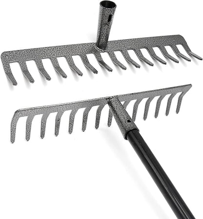 Rake Head Replacement, Heavy Duty Metal Rakes for Lawns, Rake Head Only Without Handle for DIY Gardening Tool. (14-Tines 0.9Lb)