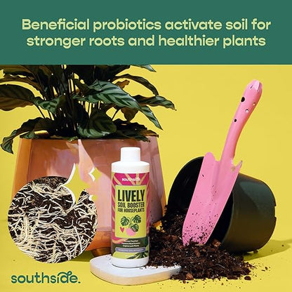 Southside Plants Lively Soil Conditioner for Houseplants – Repot Less, Revive Tired Potting Soil, Improve Drainage & Nutrient Uptake – Beneficial Bacillus Indoor Plant Booster