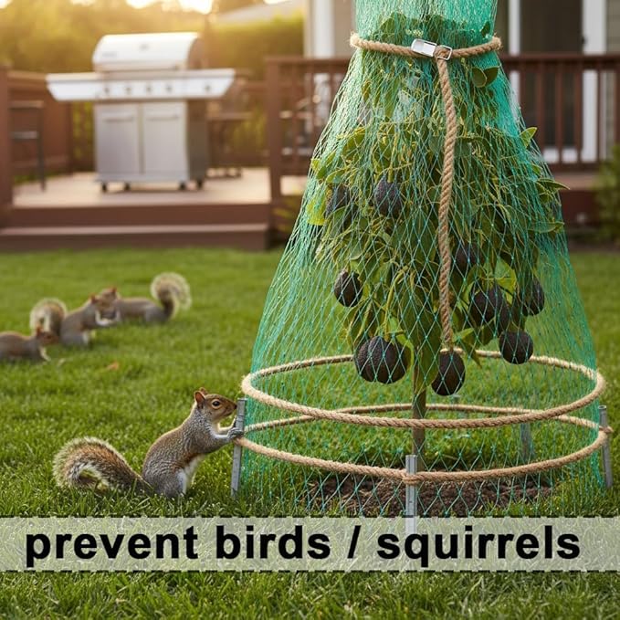 Garden Netting, 50' x 50' Heavy Duty Bird Netting Deer Fence Net, 1.6" Mesh Poultry Netting for Chicken Coop, Run & Garden, Protect Fruit Trees, Vegetables from Birds, Deer,Hawk, Squirrels