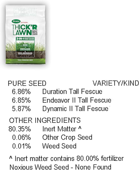 Scotts Turf Builder THICK'R LAWN and EZ Seed Patch & Repair for Tall Fescue, Grass Seed, Fertilizer, and Soil Improver Bundle