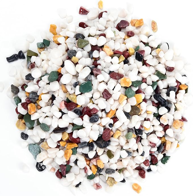 2LB Succulent and Cactus Gravel Pebbles, 1/4 Inch - 1/3 Inch Natural Decorative Polished Stones, River Rocks for Plants, Aquariums, Vases, Terrarium and Outdoor Gardening, 5 Mixed Colors