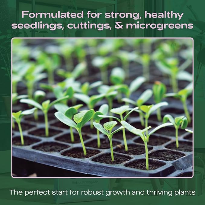 Seedling Seed Starter Soil Mix - Peat-Free Organic Potting Mix for Seeds, Cuttings, Microgreens- Enriched w/Worm Castings, Root-Boosting Biochar, Less Prone to Gnats for Germination & Propagation- 4qt