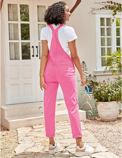 Vetinee Womens Classic Adjustable Straps Pockets Denim Bib Overalls Jeans Pants