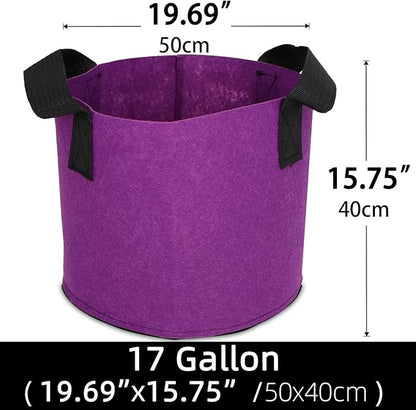 Grow Bags,Growing Pot Bags Garden Grow Bag Indoor Outdoor Fabric Aeration Plant Pot Container Flower Vegetable Pouch (Purple,17Gallon)