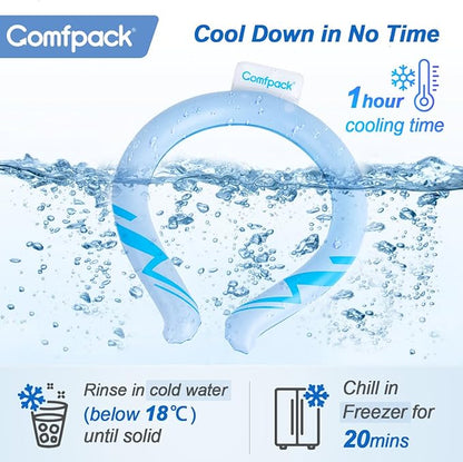 Neck Cooling Tube Reusable Ice Ring Neck Coolers for Hot Weather Wearable Ice Ring for Outdoor Sports, Workers, Relief for Hot Flashes(White)